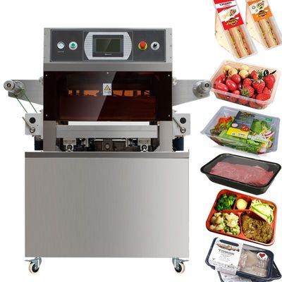 calidad  semi automatic food modified atmosphere vacuum tray sealer map vacuum tray sealing machine with gas filling fábrica